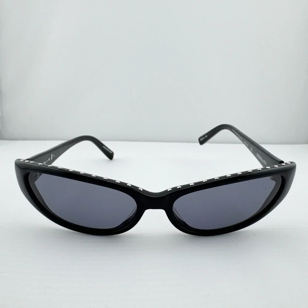 Alain Mikli Black Studded Slim‎ Oval Sunglasses Y2K Designer Eyewear